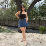 Heritage Denim Mini Skirt - Medium Wash