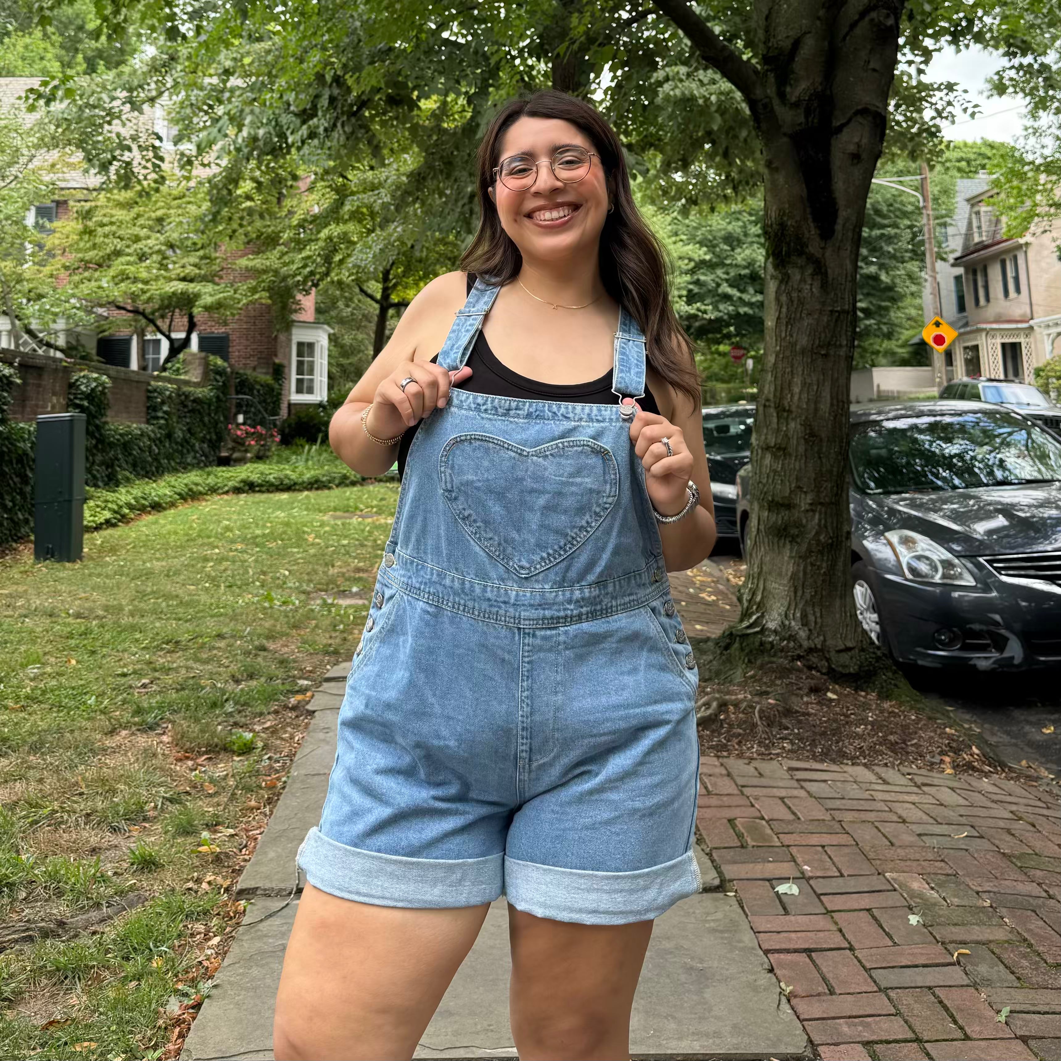 Denim Overall Shorts - Light Wash