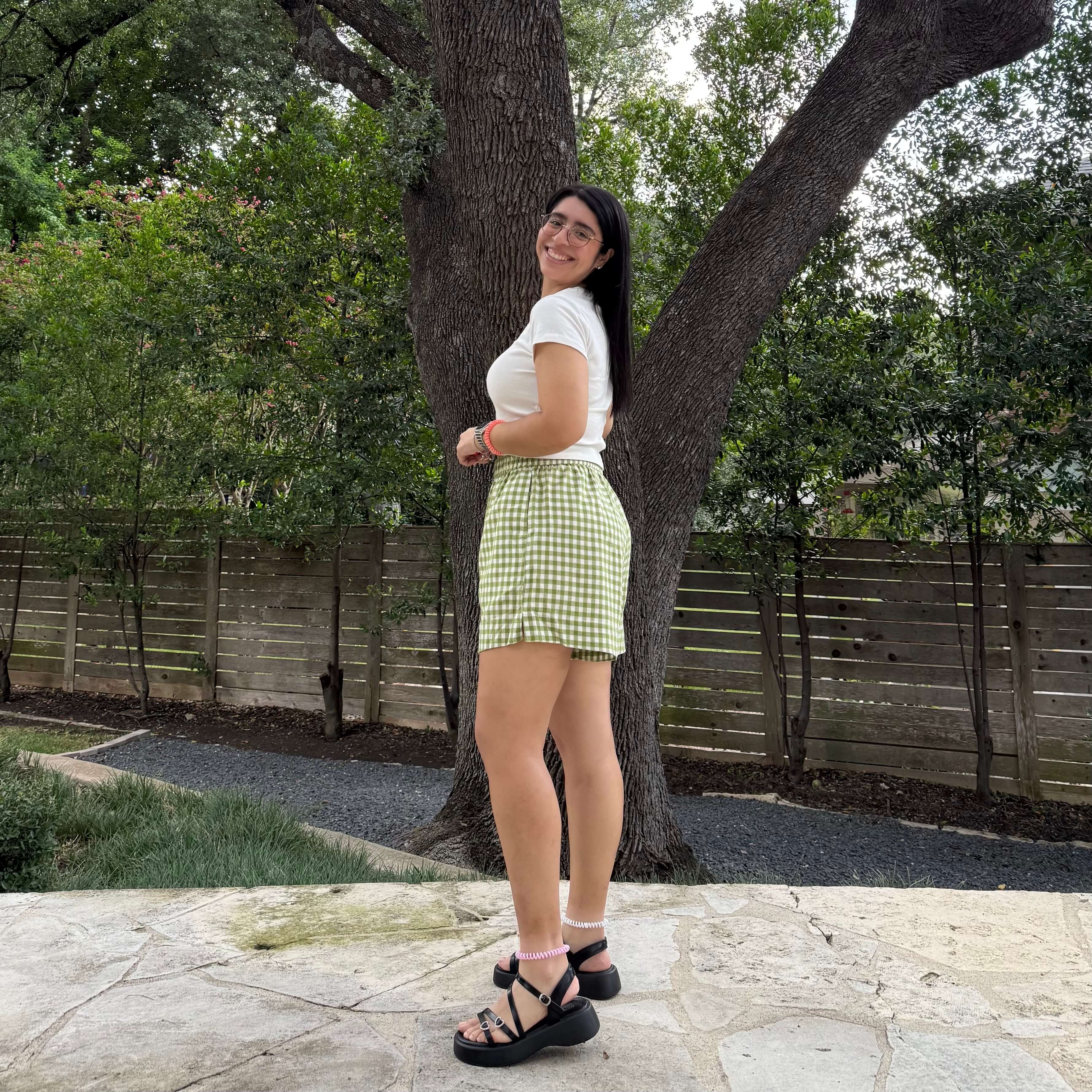 Summer Gingham Shorts - Matcha *Clearance Sale*