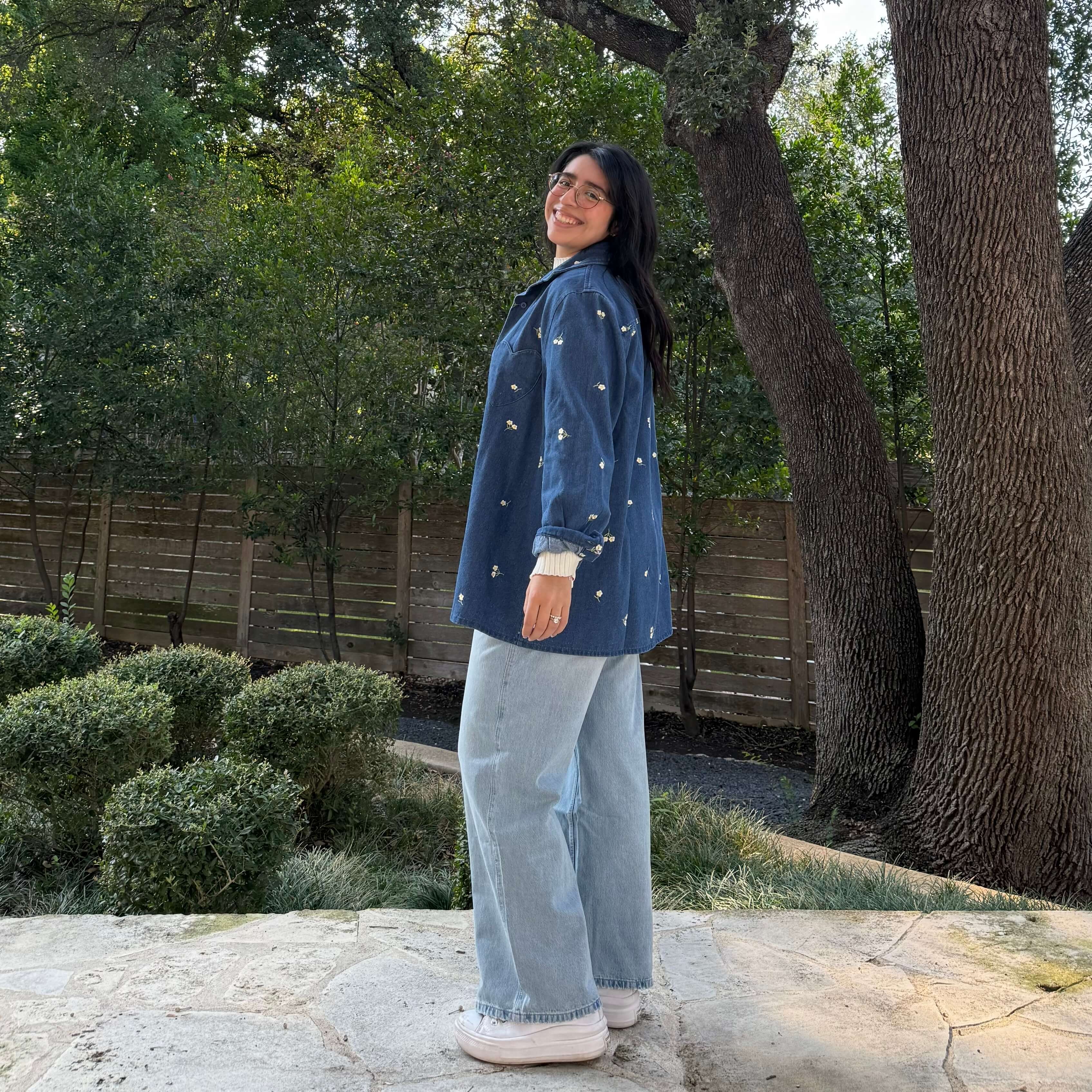 Denim Long-Sleeve Button-Up - Daisy