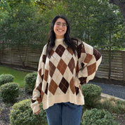 Argyle Oversized Sweater - Cream