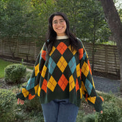 Argyle Oversized Sweater - Green