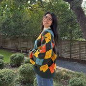 Argyle Oversized Sweater - Green