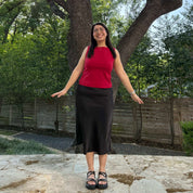 Satin Midi Skirt - Black *Clearance Sale*