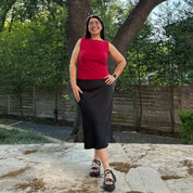 Satin Midi Skirt - Black *Clearance Sale*