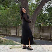 Long-Sleeve Flora Dress - Black