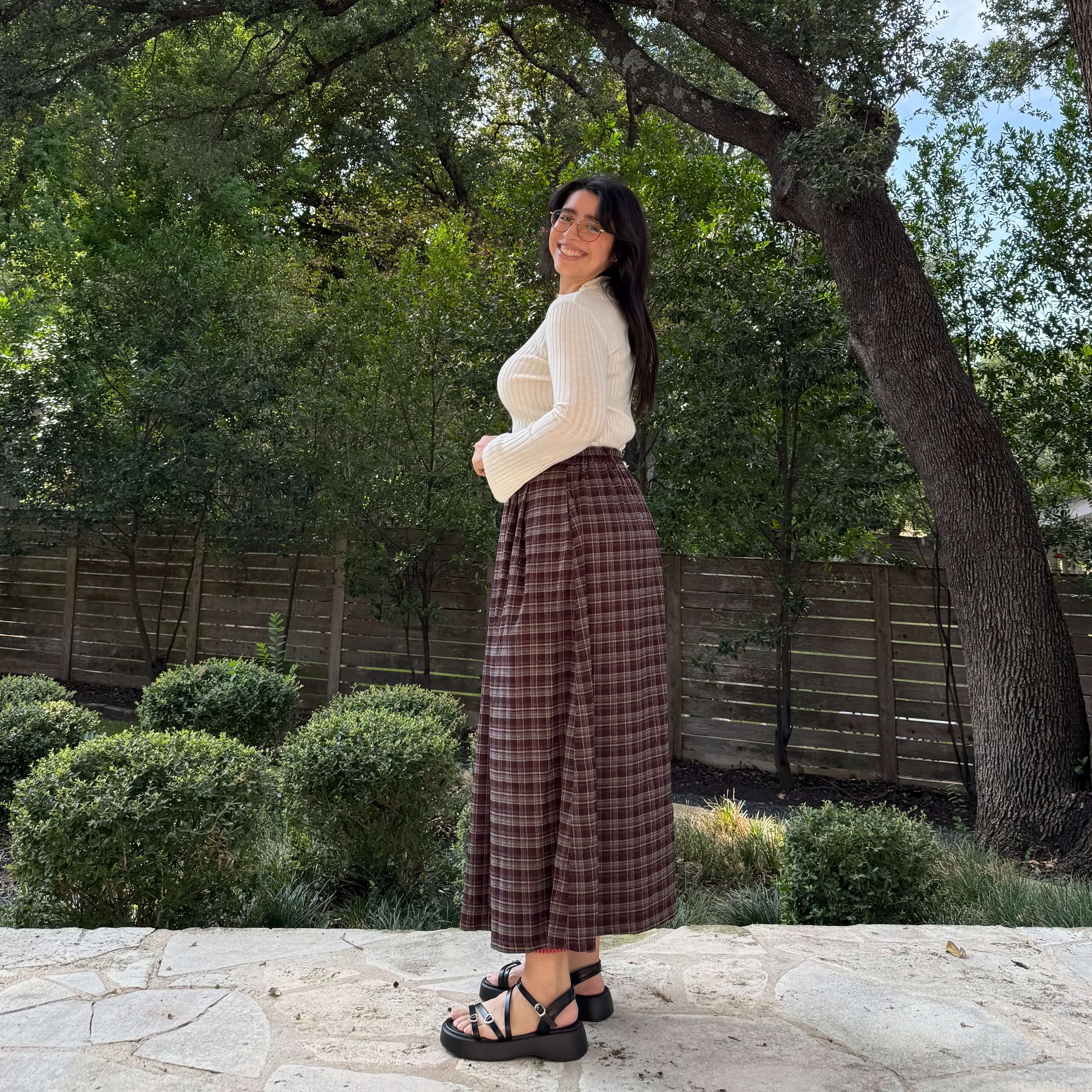 Harvest Moon Skirt - Cranberry Plaid *Clearance Sale*