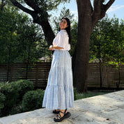 Gingham Long Skirt - Sky *Clearance Sale*